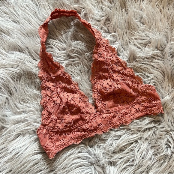 Intimately Free People Rust Pink Lace Halter Style Bralette Extra Small - Picture 1 of 9